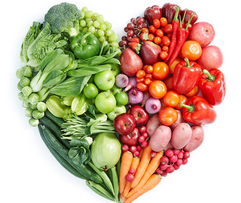 healthy food shaped into a heart